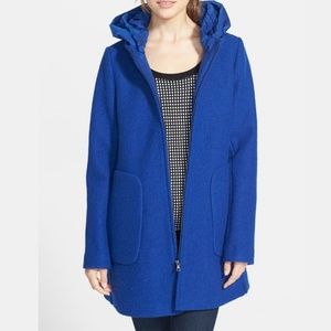 Kristen Blake Hooded Boiled Wool Swing Coat - Cobalt